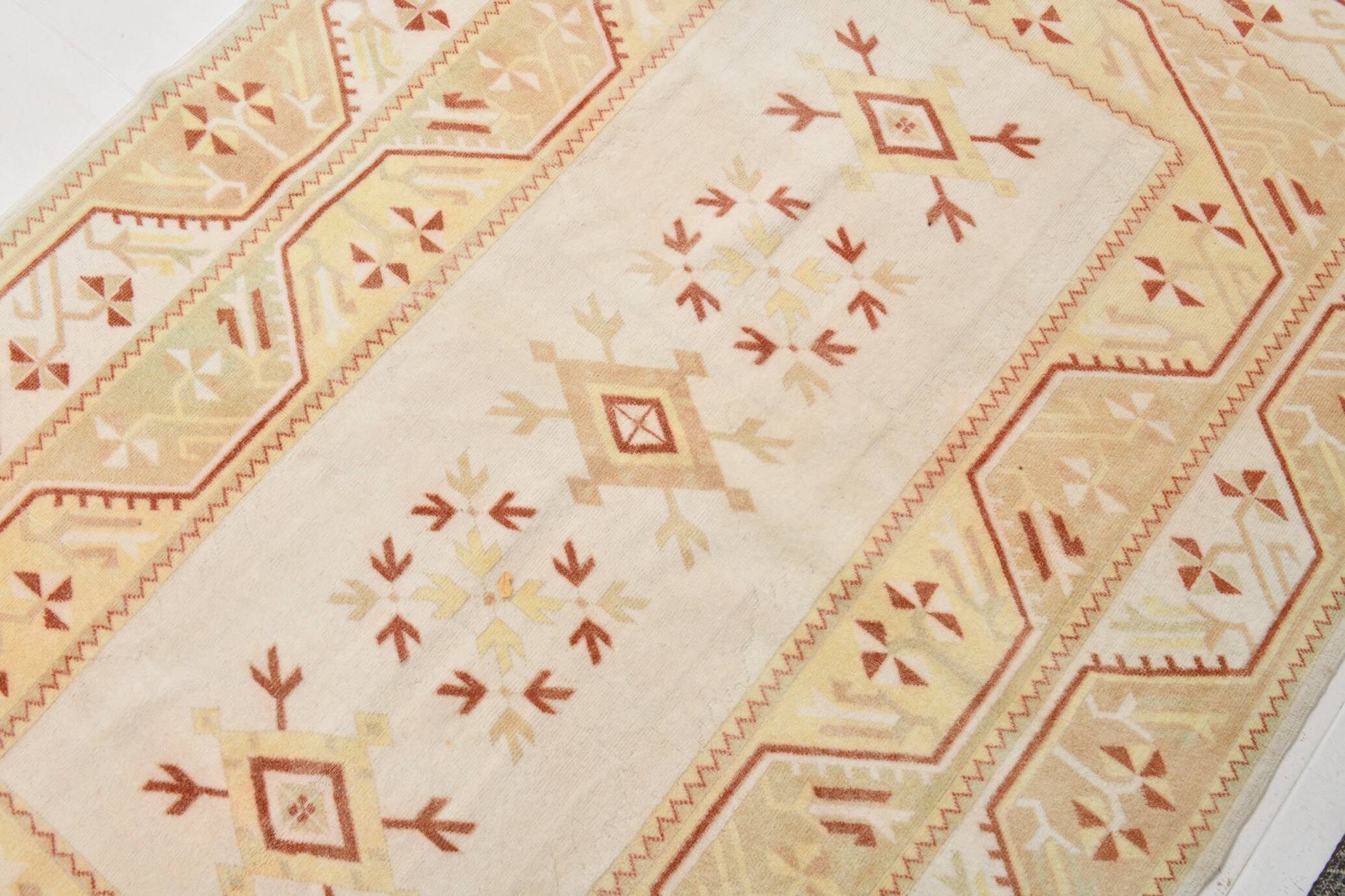 Tapis Kilim Vintage Oriental en Laine Fait Main,Beige,Pêche,Jaune 236x158Cm