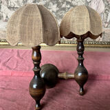 Wall lamp double wood turns 80s