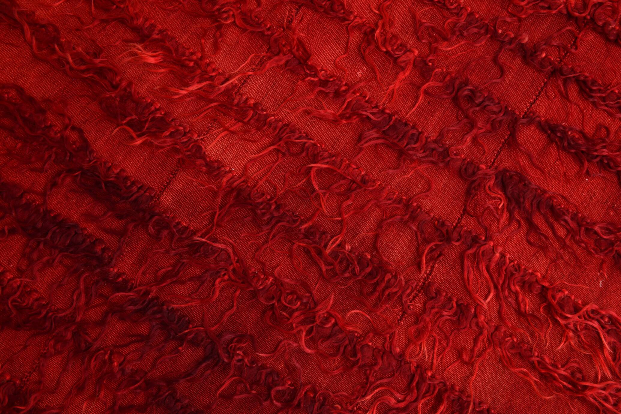 3x5 Wine Red Long Hairy Vintage Kilim Rug, 108x162Cm