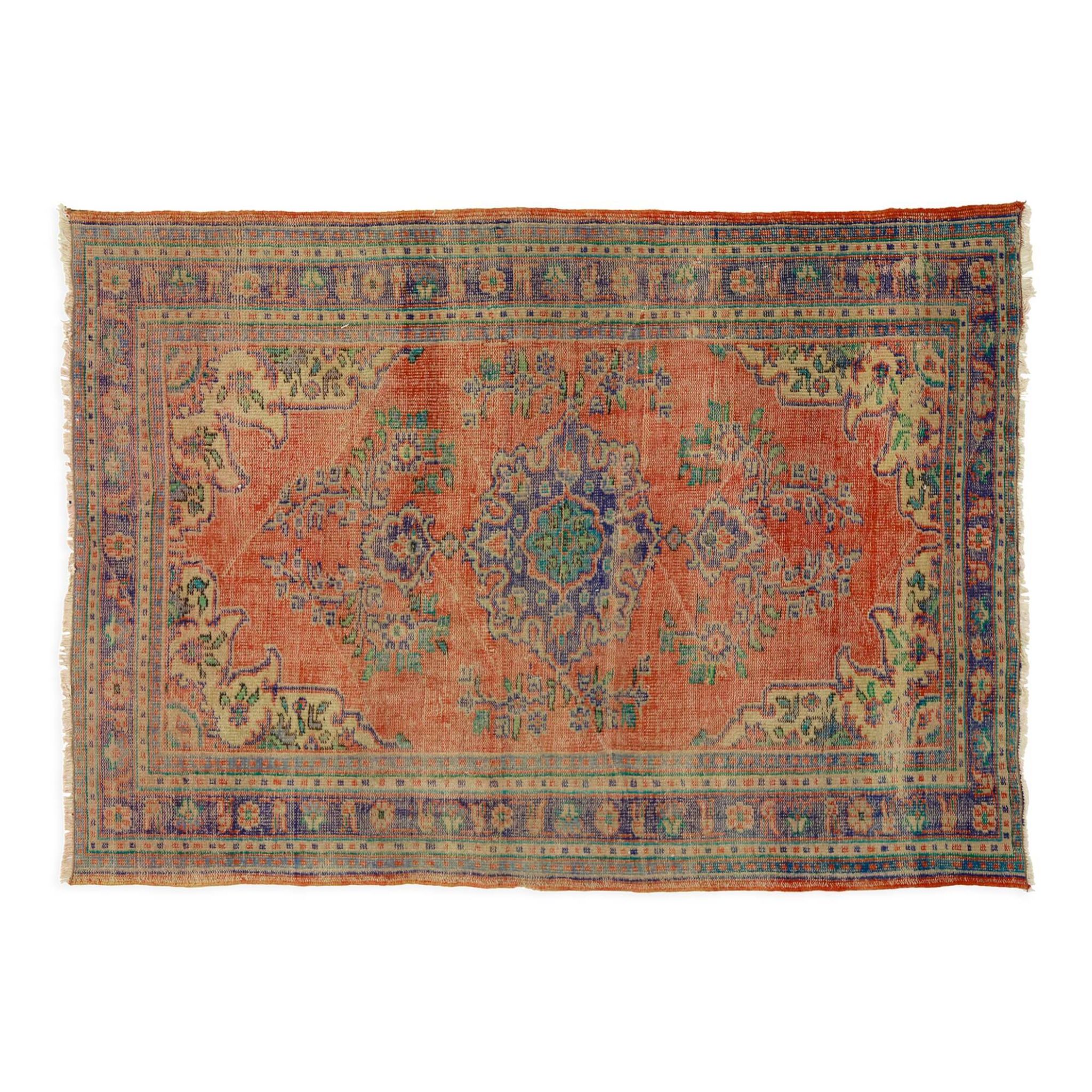 Anatolian handmade vintage rug 221 cm x 157 cm