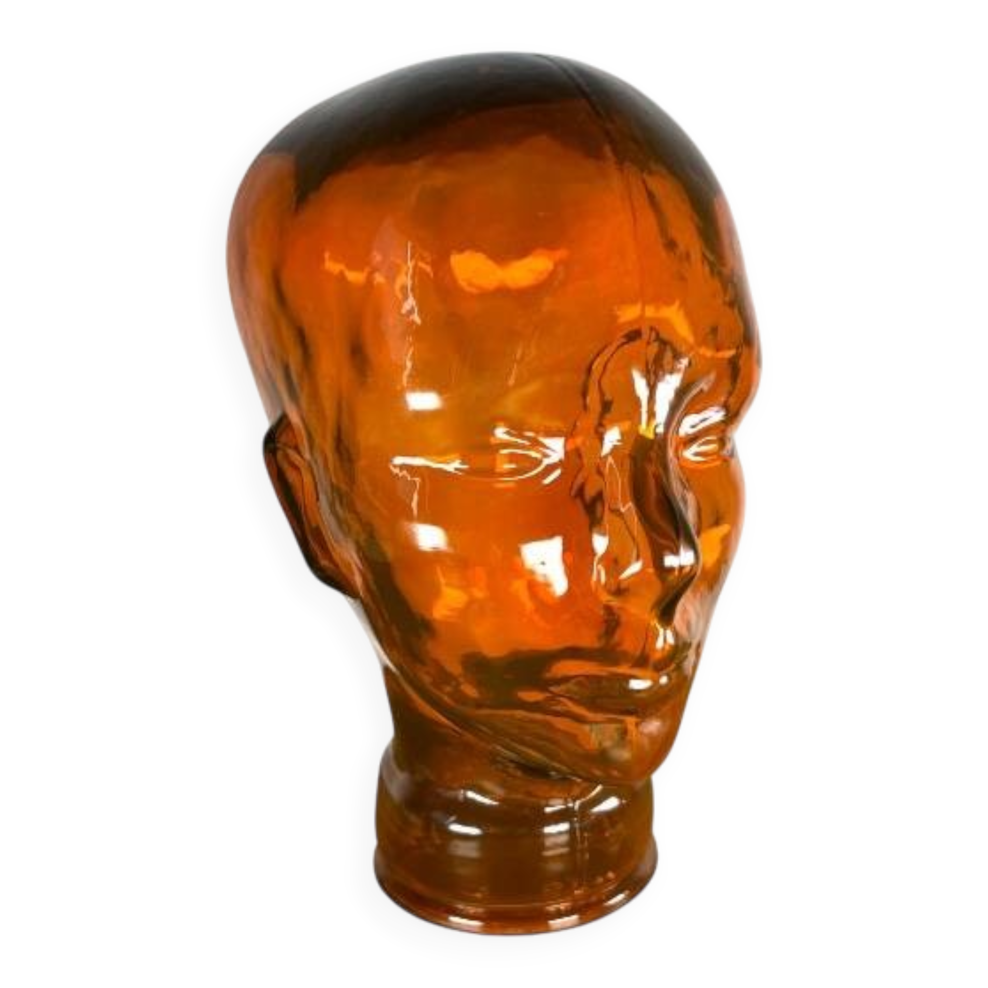 Decorative sculptural head in amber glass – Contemporary design