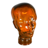 Tête décorative sculpturale en verre ambré – Design contemporain