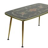 Fifties Rockabilly Coffee Table Glass Conical Golden Legs 90cm
