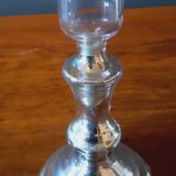 Pair Of Old Candlesticks In Eglomized/Mercurized Glass