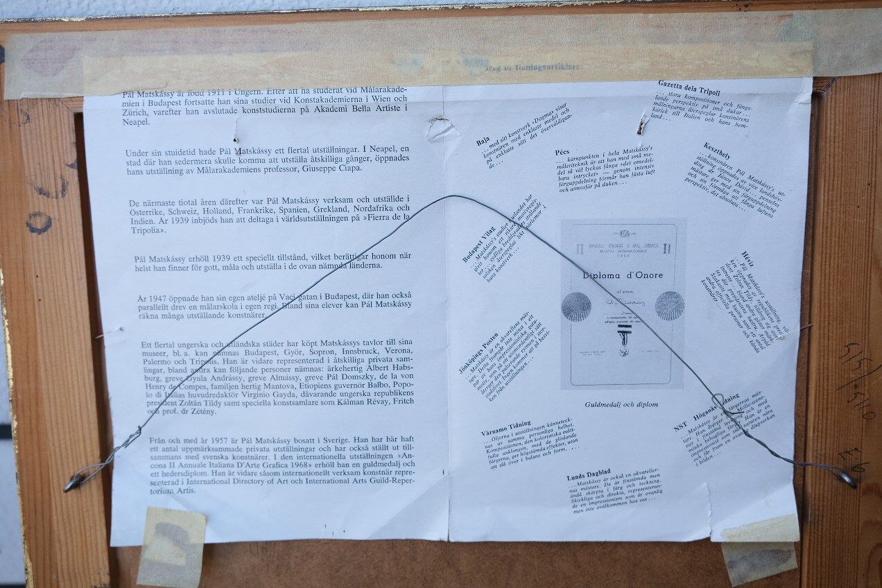 Pal matskassy, hungarian modern painting, 1960s, oil on panel, framed