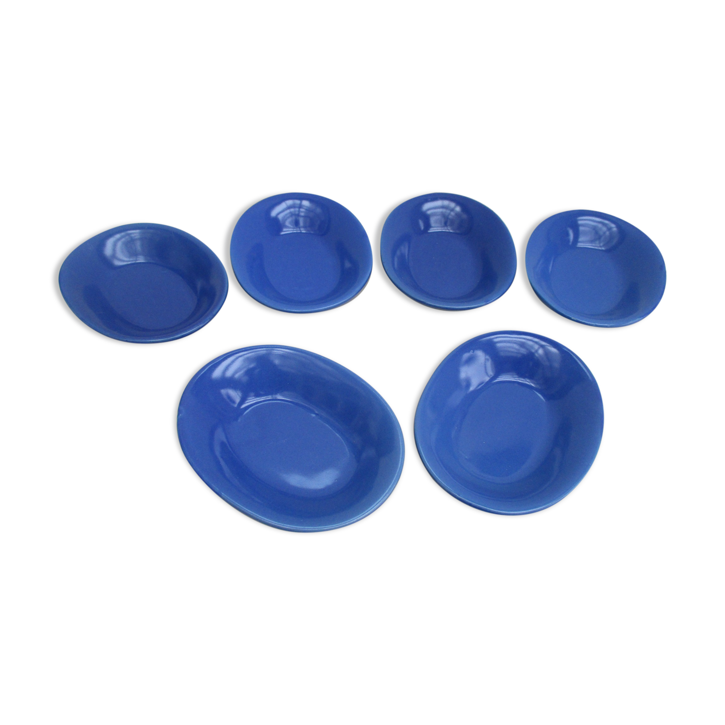 Six Blue Ceramic Cups