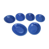 Six Blue Ceramic Cups