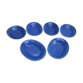 Six coupelles en céramique bleue