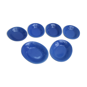 Six Blue Ceramic Cups