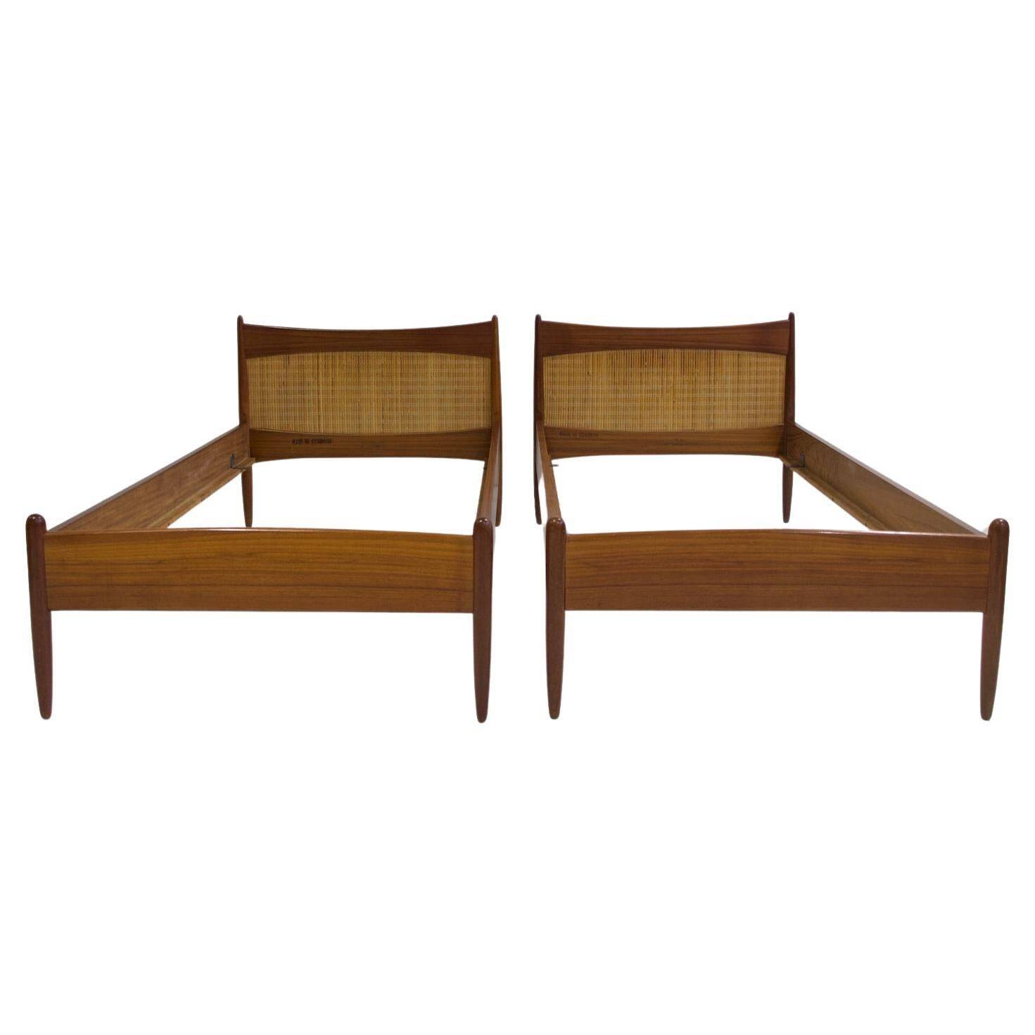 Pair of teak and rattan bed frames by Børge Mogensen