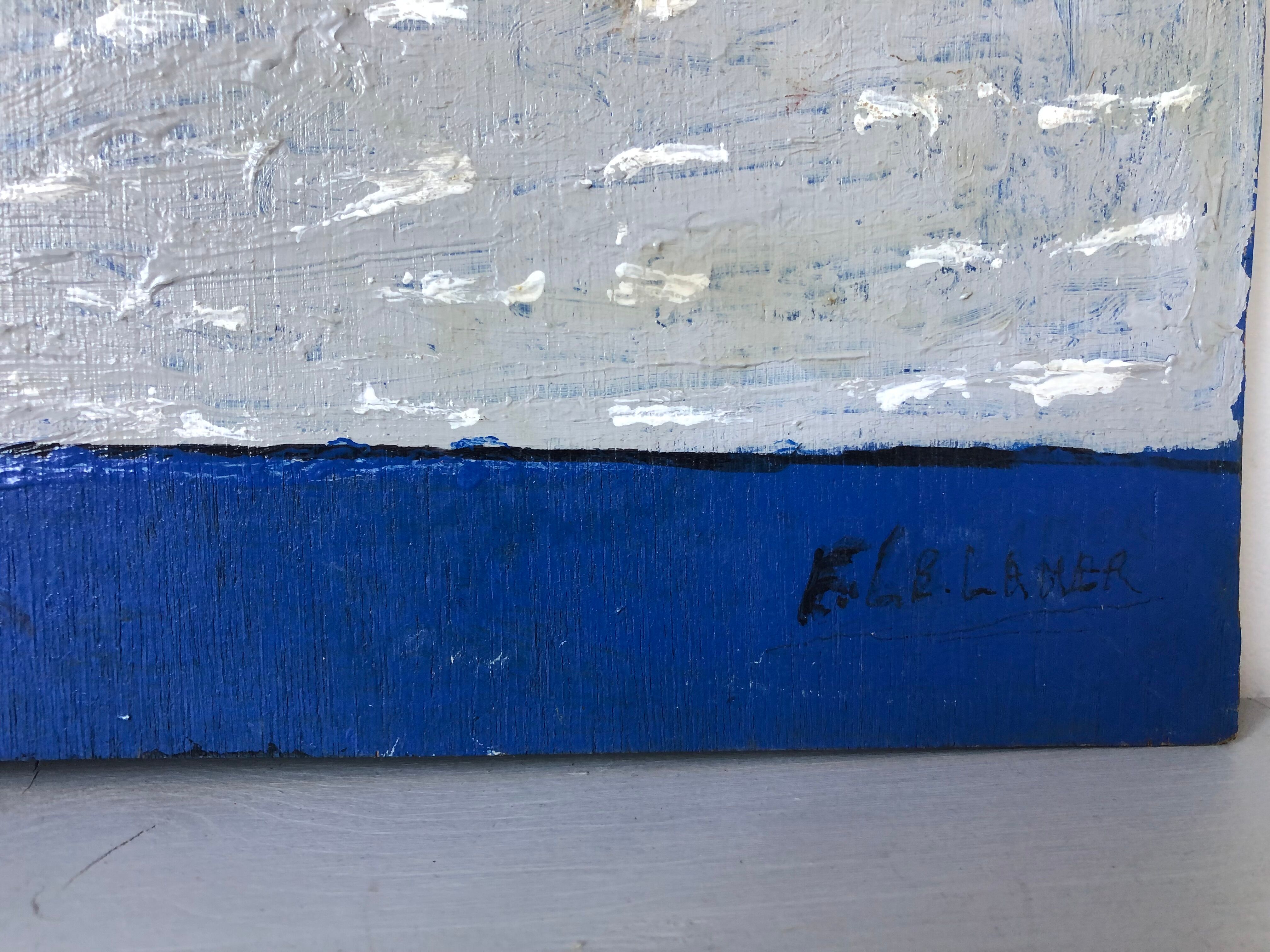 Painting oil on marine panel boat folk art naïve art 1930