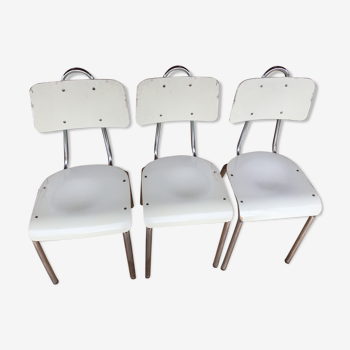 3 chrome wooden chairs