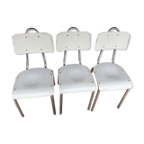 3 chrome wooden chairs