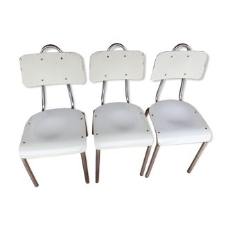 3 chrome wooden chairs