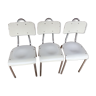 3 chaises en bois chromées