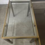 Coffee table in brass and smoked glass designed by Guy Lefèvre for the Jansen house, 1970s/80s