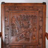 Ecuadorian wood and leather folding chair by Angel Pazmino