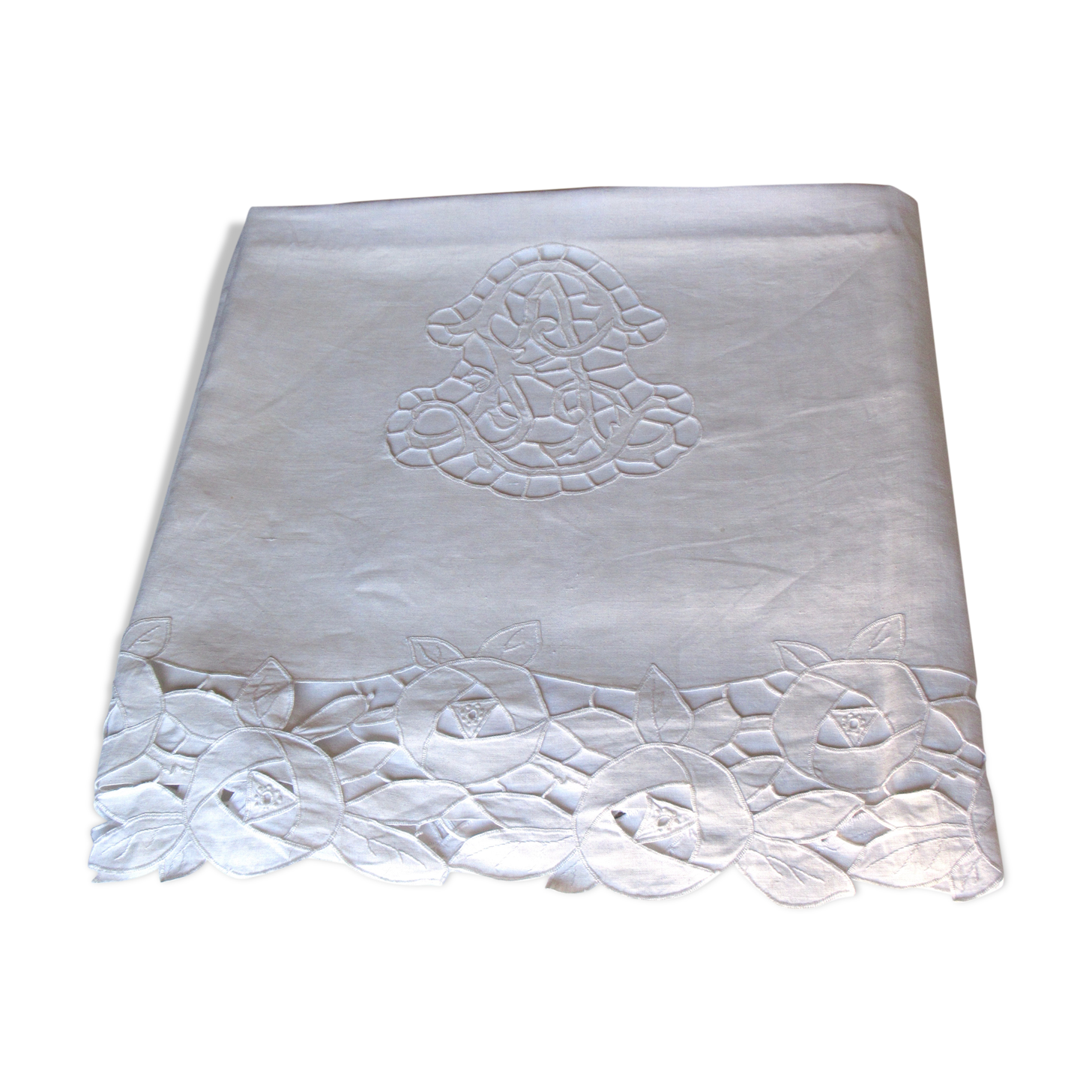 Embroidered sheet Richelieu Art Deco