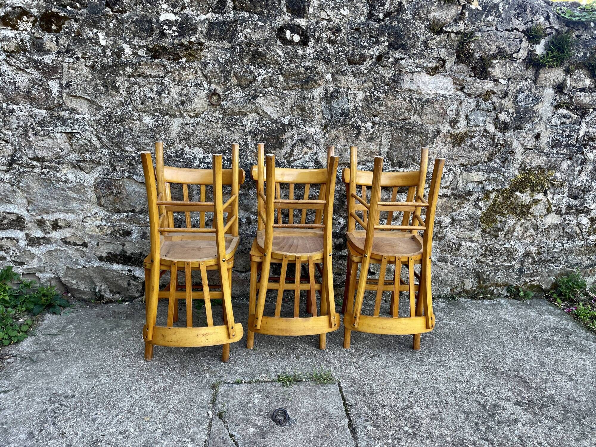 Set of 6 Luterma beech chairs, 1950.