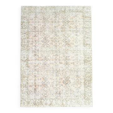 7x10 Blush Pink All-Over Floral Anatolian Vintage Rug, 215x304Cm