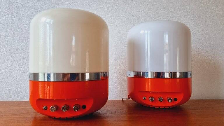 Two Midcentury Table Lamps, Space Age, Adriano Rampoldi, Italy, 1970s
