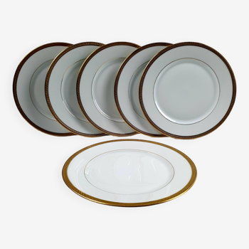 Set of 6 or-haviland plates in limoges porcelain
