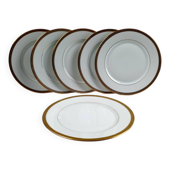 Set of 6 or-haviland plates in limoges porcelain