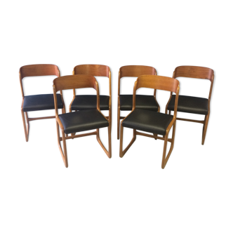 Série de 6 chaises traineaux de chez Baumann