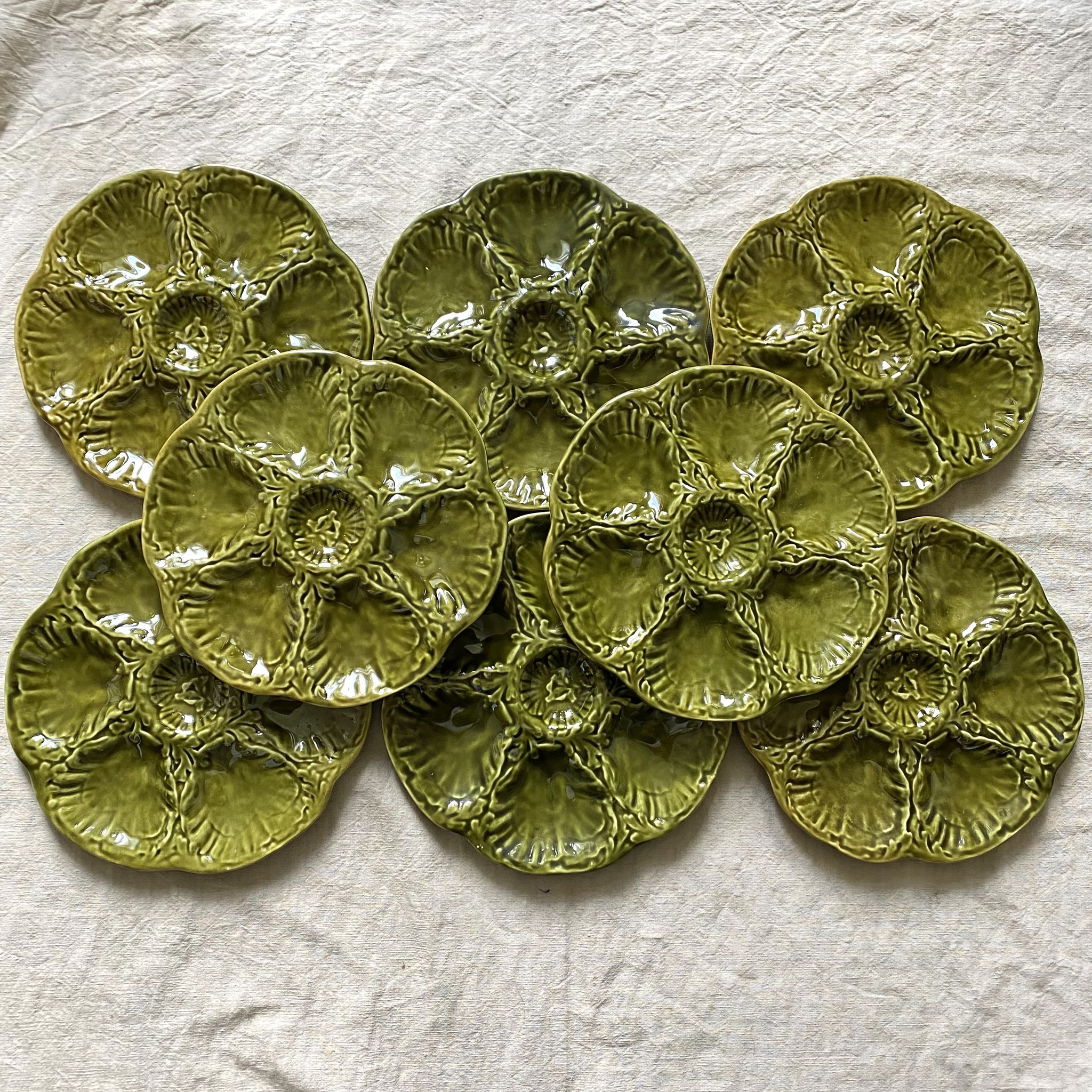 Vintage ceramic oyster plates from Gien