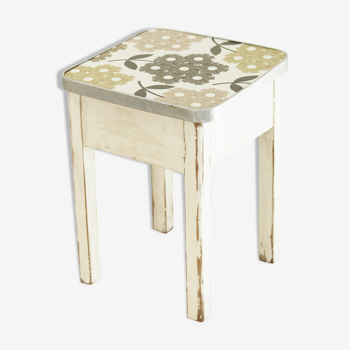 Tabouret vintage revisité motifs Orla Kiely