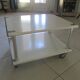 Table basse space age double plateaux en acier laqué blanc, France
