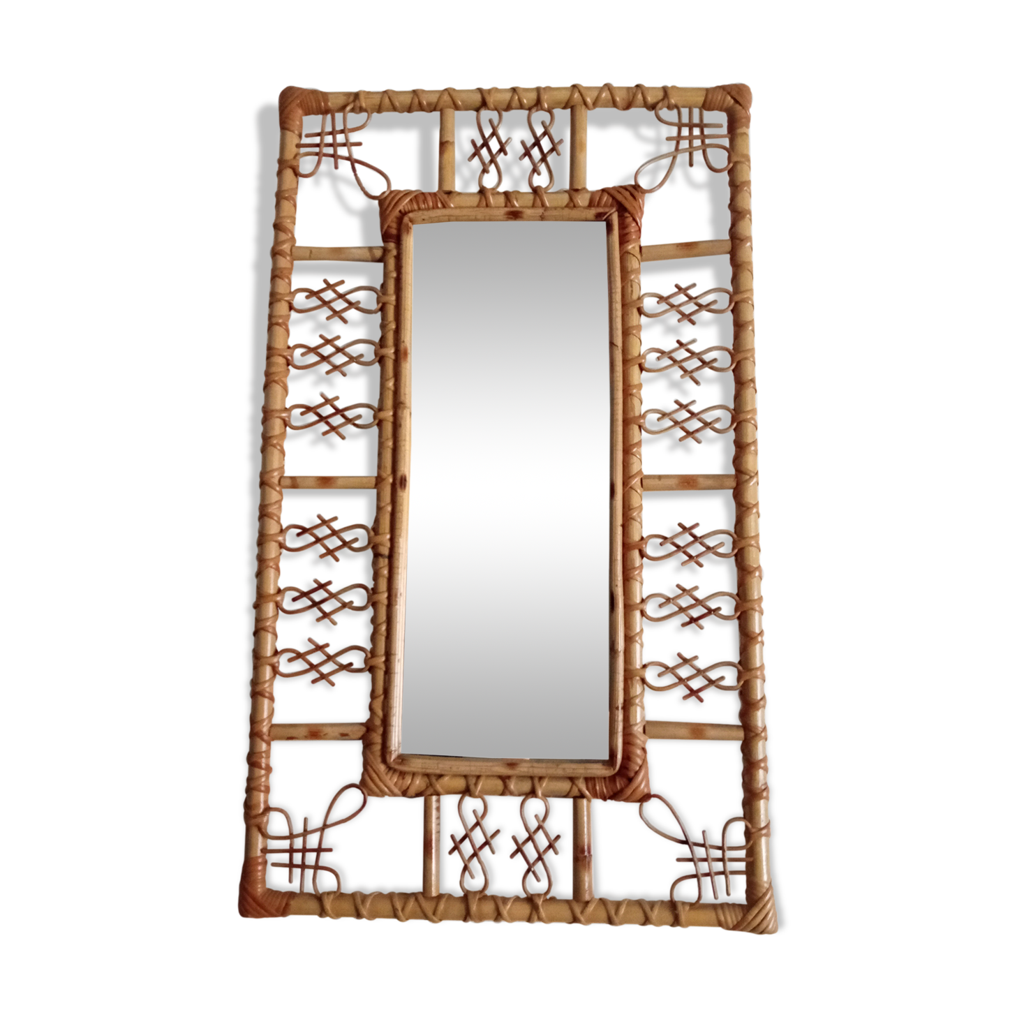 Miroir en bambou vintage