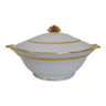 White and gold Limoges porcelain tureen