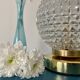 Vintage globe table lamp in molded glass