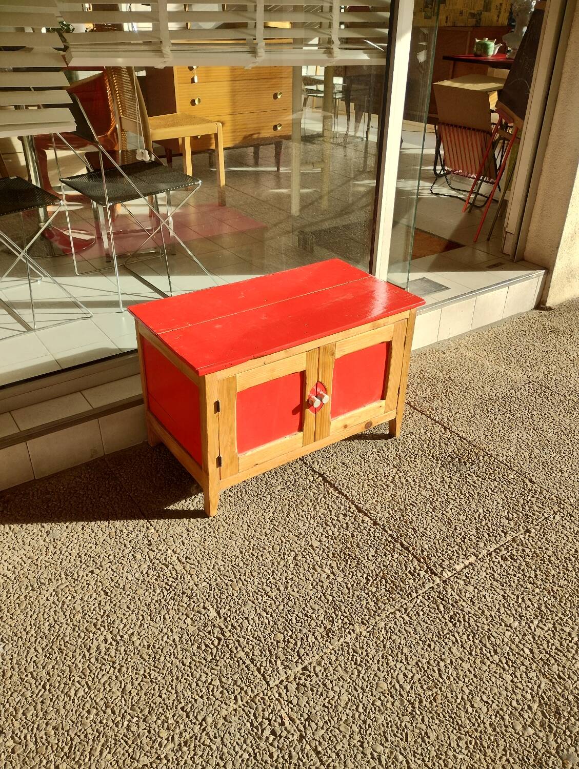 Old painted wooden sideboard