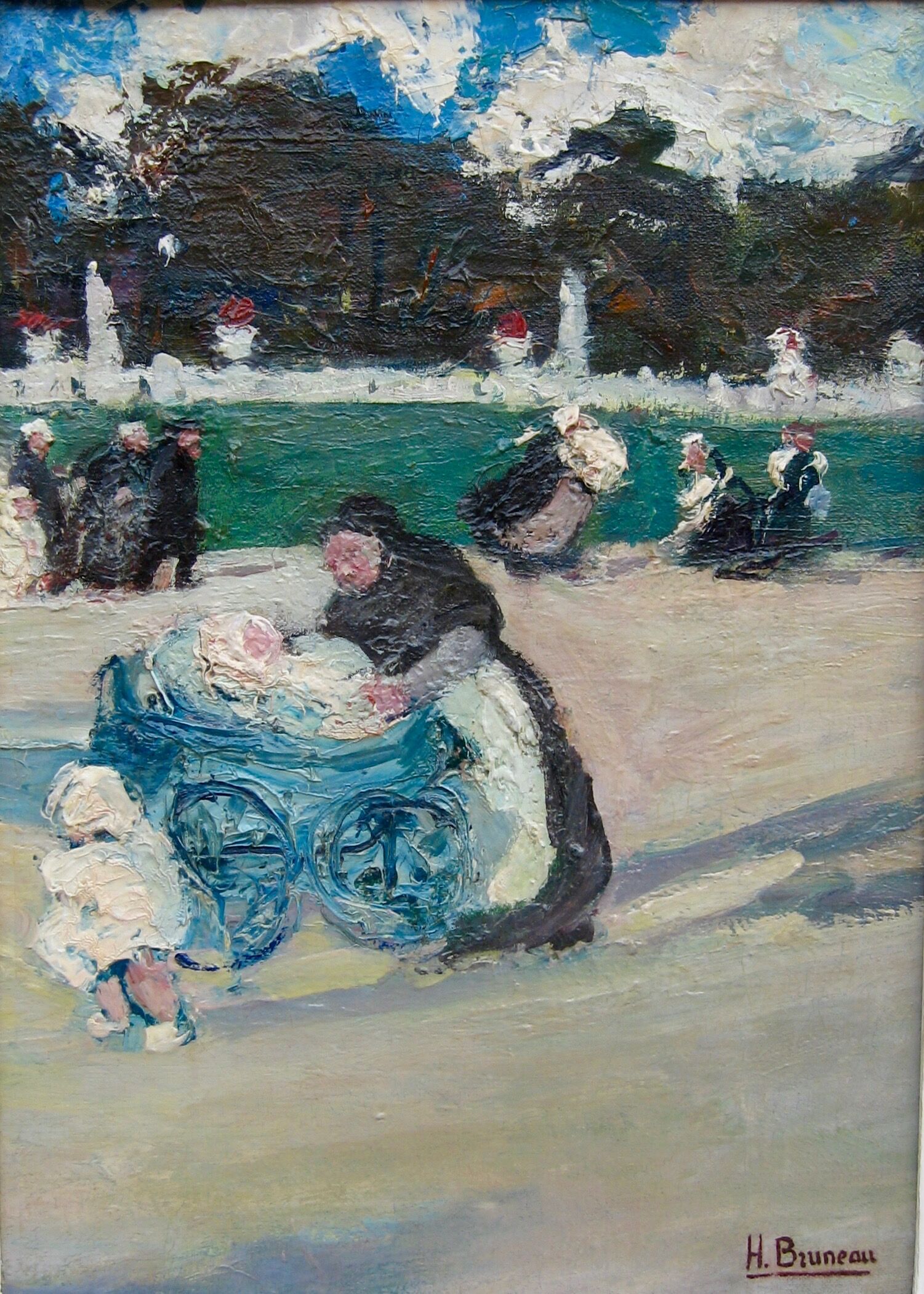 Post-impressionism school - nannies and children to the garden of Luxembourg - Circa 1910