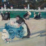 Post-impressionism school - nannies and children to the garden of Luxembourg - Circa 1910