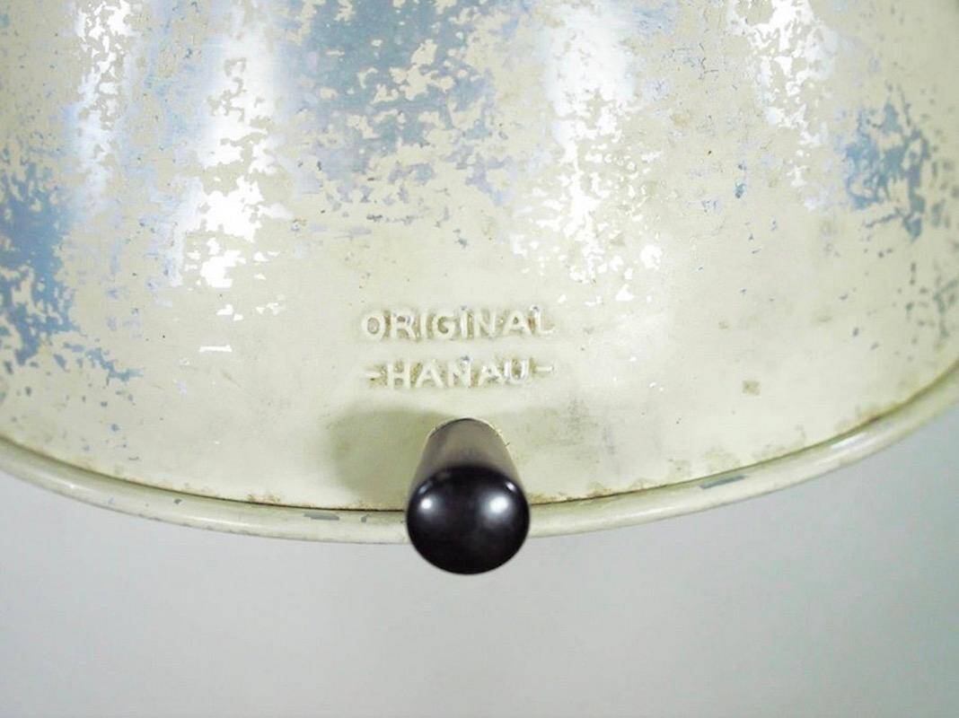 Black and white table lamp made from a 1940s solar lamp.