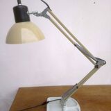 articulated architect lamp with white cast iron base, industrial style