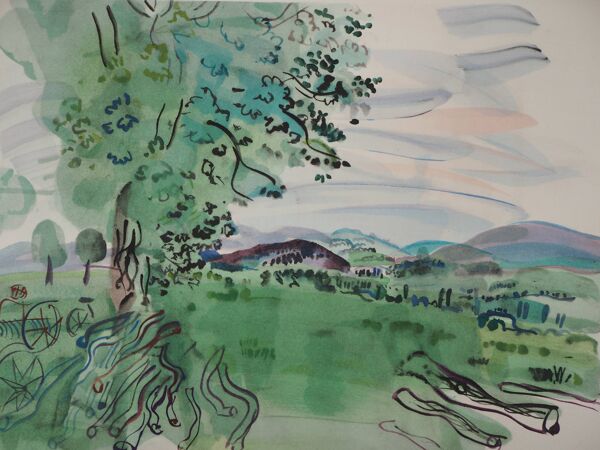Raoul DUFY : Vue de l’arbre sur les plaines, Lithographie