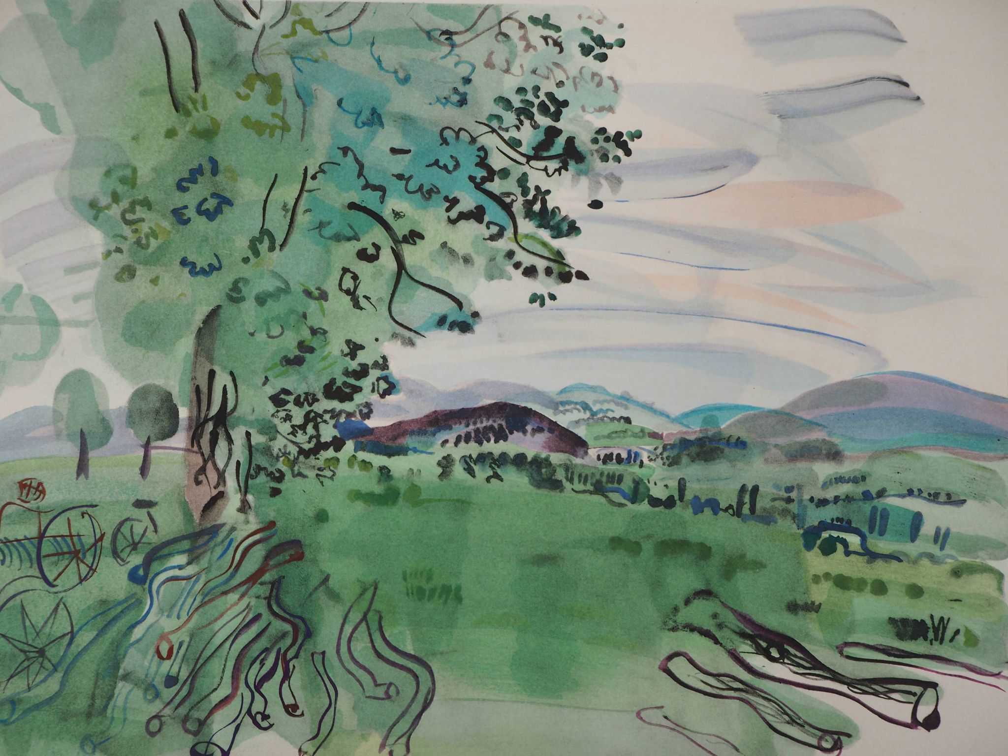 Raoul DUFY : Vue de l’arbre sur les plaines, Lithographie