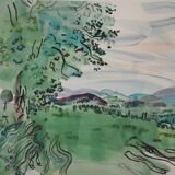 Raoul DUFY: View of the tree on the plains, Lithograph