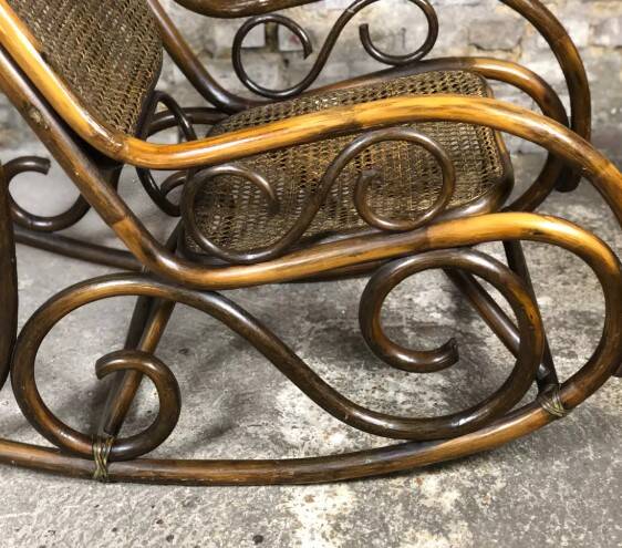 Rattan and cane rocking chair from the 1980s.