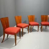 Set of Four H-214 Chairs by Jindřich Halabala, Walnut, 1950s