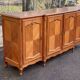Light solid wood enfilade with Louis XV marquetry from the 20th century, 227cm.