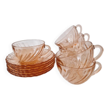 Set of 6 "Rosaline" coffee cups '70s - Arcoroc France vintage