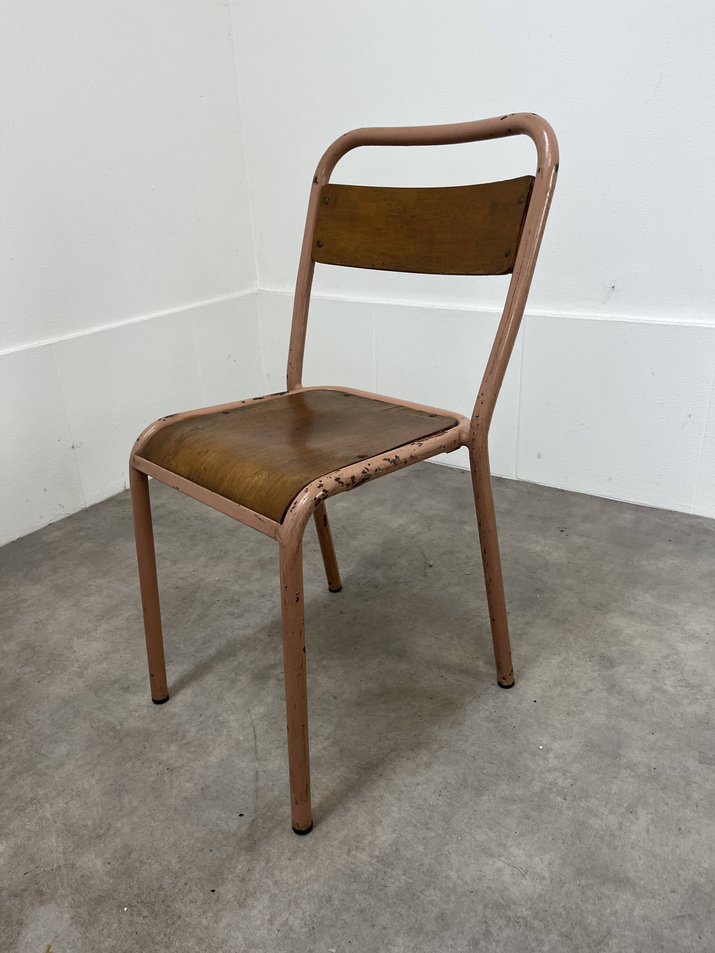 5 industrial style metal chairs, vintage