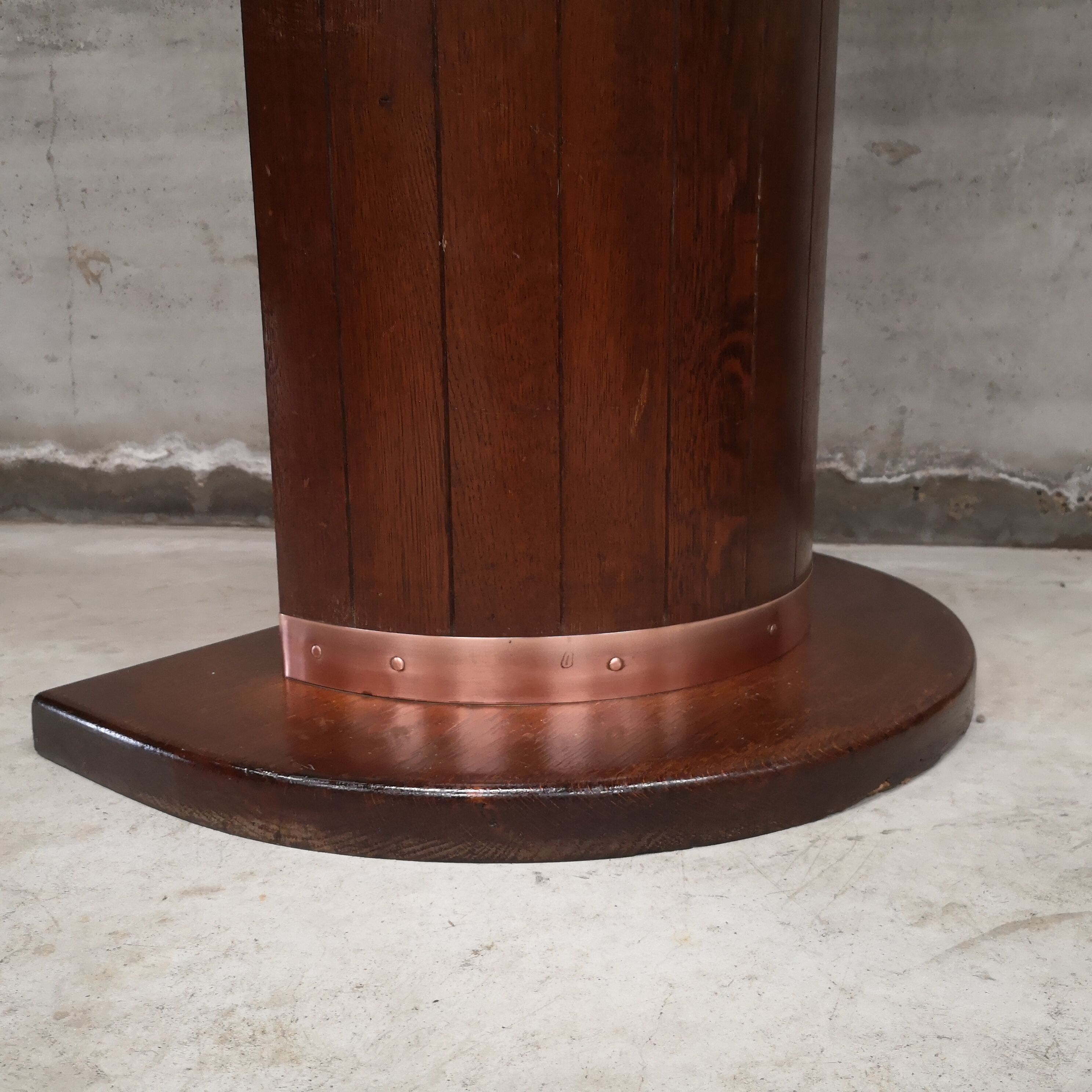 Dutch boat bar solid oak and red copper 1940 1950 art deco