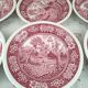Set of 6 hollow plates in opaque porcelain Villeroy & Boch model Rusticana red English décor