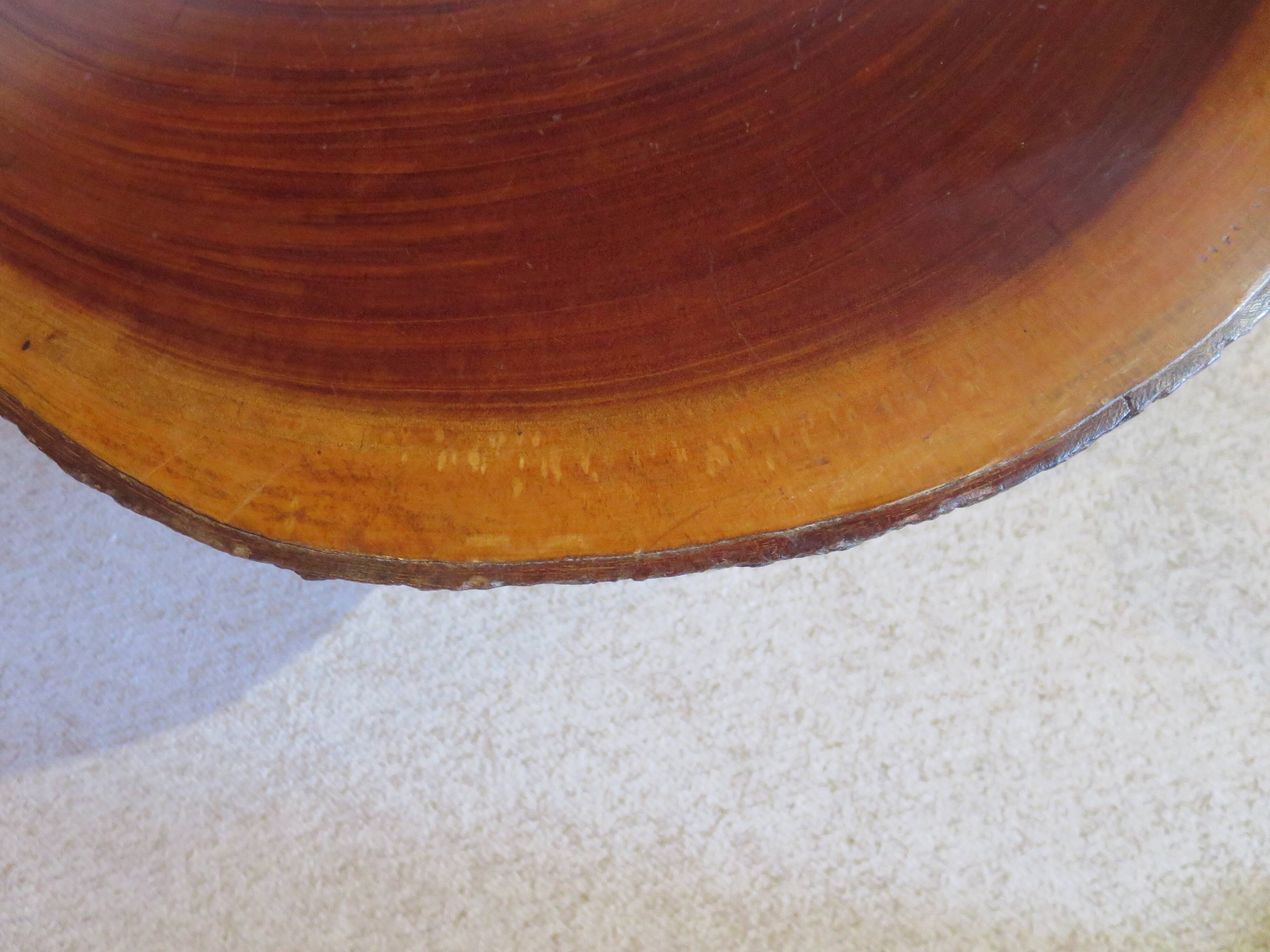 Tripod coffee table - solid okoumé wood - organic shape - brutalist style